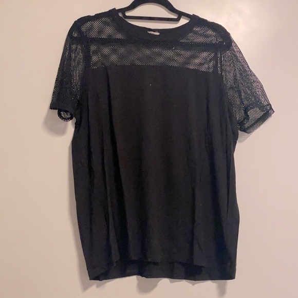 Garage Black t shirt with mesh detail - Picture 1 of 3